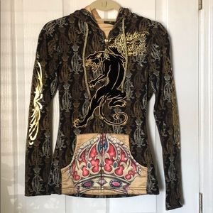 Christian Audigier Hooded Zip-Up Sweatshirt - XS